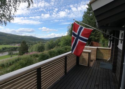 Terrasse avec drapeau norvégien